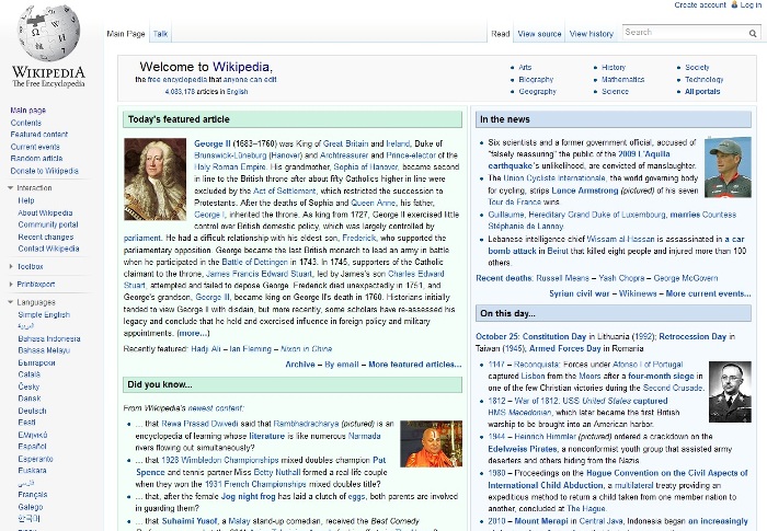 Wikipedia's English Home Page